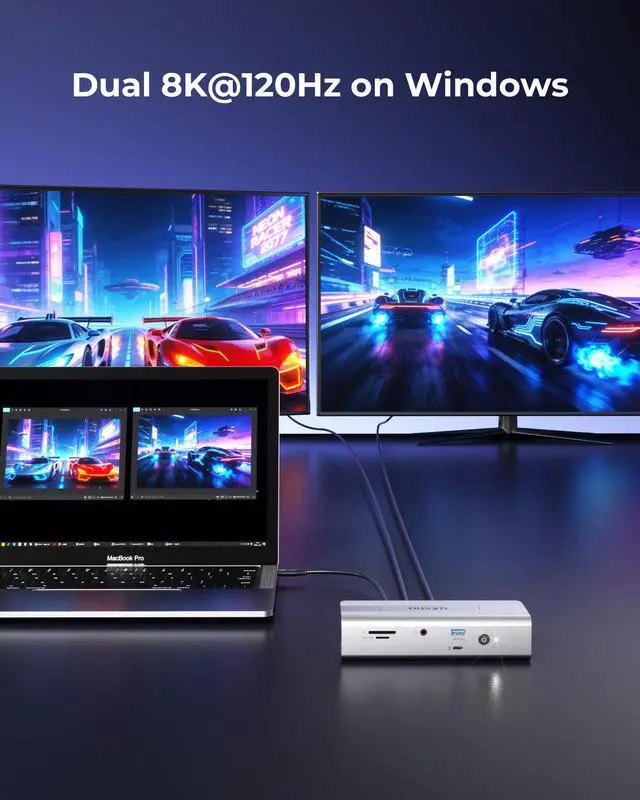 Alt view image 4 of 7 - Thunderbolt 5 Docking Station (80/120Gbps), Build in NVMe SSD Slot, 180W Power Delivery, Up to Dual 6K@60Hz for Mac, Dual 8K120Hz for Windows,3X Thunderbolt 5 Ports, Laptop Docking Station