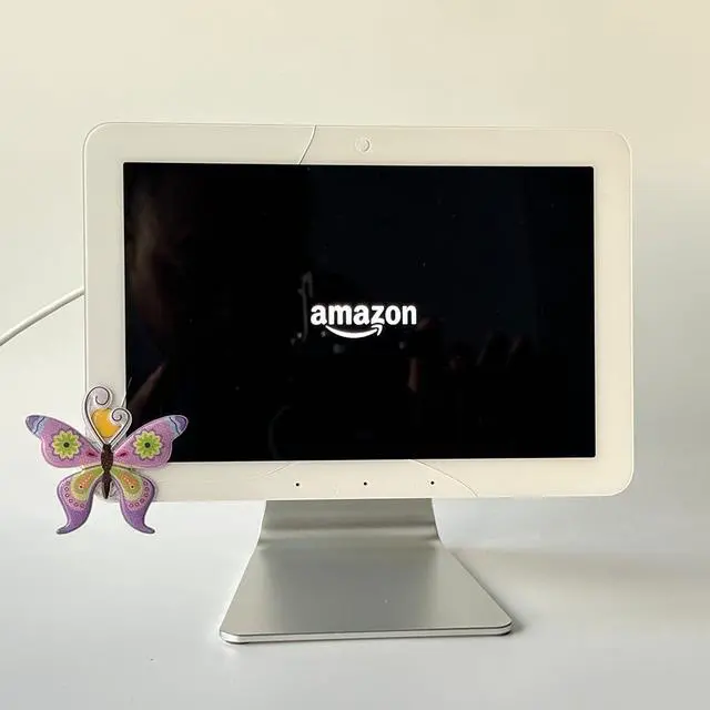 Alt view image 5 of 5 - Aluminum Tilt & Swivel Stand for Ech_ooo Hub - Adjustable 360° Rotation, Durable Desktop with Anti-Slip Base, Smart Home Display for Kitchen, Office & Living Room, Silver Stand