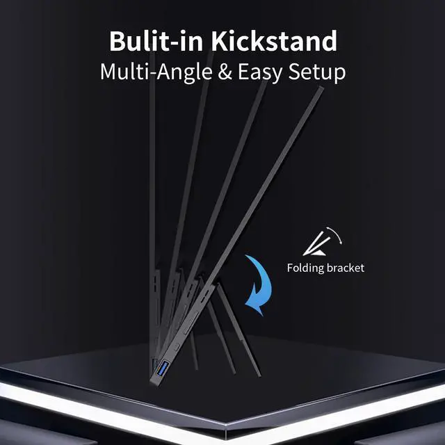 Alt view image 7 of 7 - Portable Monitor Gaming 2.5K 120Hz, 16" 2560x1600 QHD 16:10 400 Nits HDR FreeSync Portable Monitor w/Speaker Sleeve Case, External Screen for PC Laptop Game Console