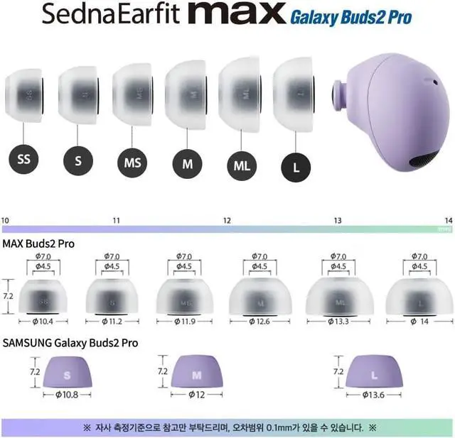 Alt view image 6 of 7 - SednaEarfit MAX for Galaxy Buds 2 Pro Phantom Black (M/ML/L), Earbud Tips for Wireless Headphones, Noise Canceling Earbuds Replacement Tips, Samsung-Certified Eartips for Galaxy Buds 2 Pro
