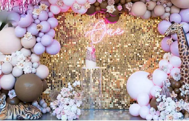 Alt view image 2 of 6 - 24 Sequin Panels for Shimmer Wall - New Interlocking Design | Shimmer Wall, Party Backdrop, Events, and Advertising Signs (Light Gold)