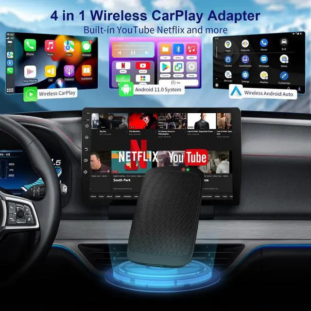 Alt view image 2 of 7 - Magic Box 3.0 Support YouTube/Netflix, 2025 Upgraded 4 in 1 Wireless CarPlay Adapter, Smart Netflix carplay Adapter Ai Box, Car Video Box
