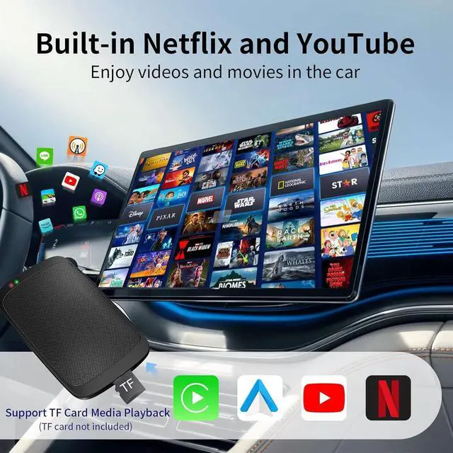 Alt view image 3 of 7 - Magic Box 3.0 Support YouTube/Netflix, 2025 Upgraded 4 in 1 Wireless CarPlay Adapter, Smart Netflix carplay Adapter Ai Box, Car Video Box