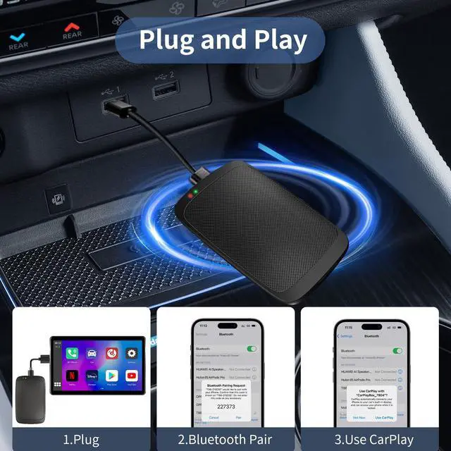 Alt view image 5 of 7 - Magic Box 3.0 Support YouTube/Netflix, 2025 Upgraded 4 in 1 Wireless CarPlay Adapter, Smart Netflix carplay Adapter Ai Box, Car Video Box