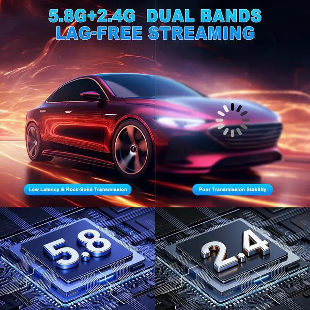 Alt view image 7 of 7 - Wireless HDMI Transmitter and Receiver, 4K Input & Output | 328FT/100M, LED Display, 5.8G+2.4G Dual Band, Wireless HDMI Extender Auto Pairing for TV/Laptop//Monitor/Projector