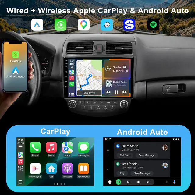 Alt view image 3 of 7 - Car Radio Stereo for Honda Accord 7th Gen 2003-2007, 10.2 Inch IPS Touchscreen Android 13 64GB, Wireless CarPlay Android Auto, Plug and Play, 1080P Backup Camera, 5G WiFi, GPS, SWC, AM/FM Radio