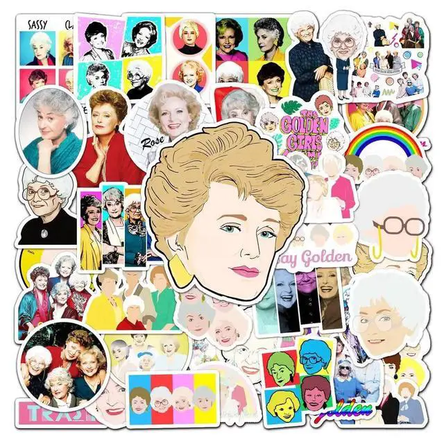 Alt view image 2 of 5 - 50pcs Golden Girls Sticker Pack - Waterproof Vinyl Decals for Kindle, Laptop & Water Bottles - Retro 80s TV Show Aesthetic - Dorothy, Rose, Blanche & Sophia Character Mix