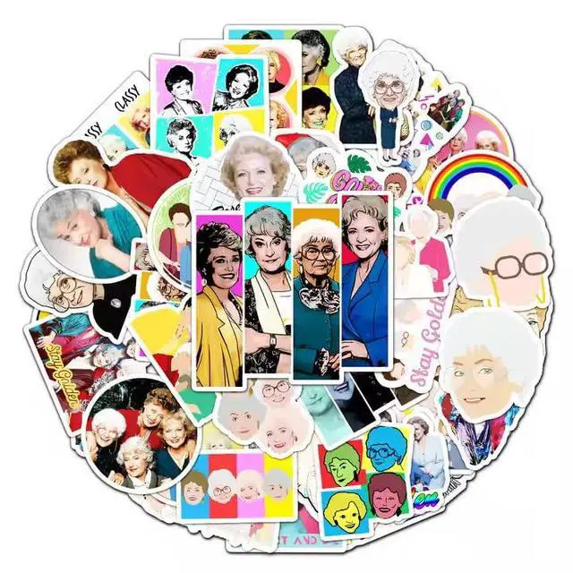 Alt view image 3 of 5 - 50pcs Golden Girls Sticker Pack - Waterproof Vinyl Decals for Kindle, Laptop & Water Bottles - Retro 80s TV Show Aesthetic - Dorothy, Rose, Blanche & Sophia Character Mix