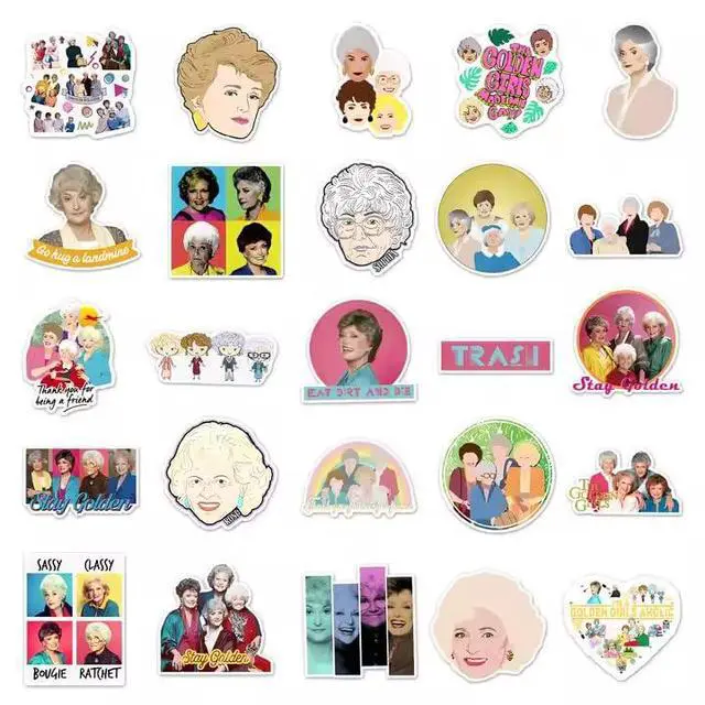 Alt view image 4 of 5 - 50pcs Golden Girls Sticker Pack - Waterproof Vinyl Decals for Kindle, Laptop & Water Bottles - Retro 80s TV Show Aesthetic - Dorothy, Rose, Blanche & Sophia Character Mix