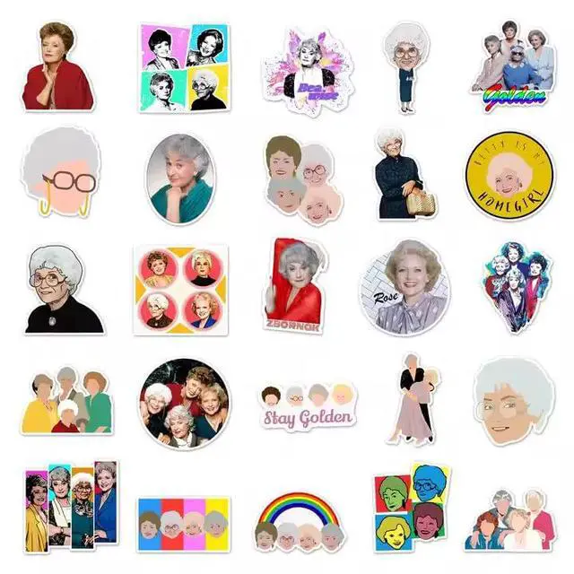 Alt view image 5 of 5 - 50pcs Golden Girls Sticker Pack - Waterproof Vinyl Decals for Kindle, Laptop & Water Bottles - Retro 80s TV Show Aesthetic - Dorothy, Rose, Blanche & Sophia Character Mix
