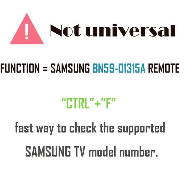 Alt view image 2 of 5 - BN59-01315A Replacement for Samsung TV Remote Control (No Setup) | BN59-01315J BN59-01315E with Batteries (Non Universal) for Smart TV UN43RU710D UN43RU7200 UN50RU7100 UN50RU710D UN50RU7200