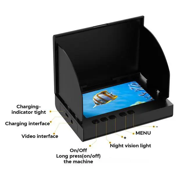 Alt view image 5 of 7 - 4.3inch Underwater Fishing Camera,65ft Cable 220° Ultra Wide Angle 21pcs IR Lights with Night Vision,Portable Storage Bag,5000mAh Fish Finder for Ice Fishing,Lake,Boat,Kayak