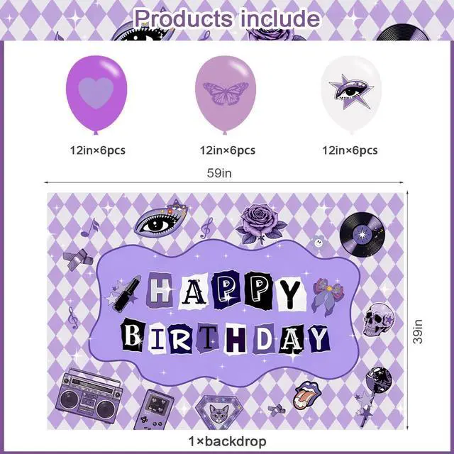 Alt view image 2 of 7 - Olivia Singer Birthday Backdrop,Pop Singer Poster for Music Theme Party Decorations Kpop Birthday Supplies Background Studio Shoot Photo Props