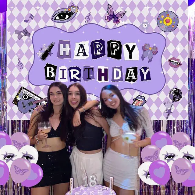 Alt view image 4 of 7 - Olivia Singer Birthday Backdrop,Pop Singer Poster for Music Theme Party Decorations Kpop Birthday Supplies Background Studio Shoot Photo Props