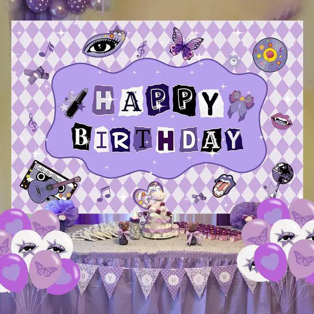 Alt view image 5 of 7 - Olivia Singer Birthday Backdrop,Pop Singer Poster for Music Theme Party Decorations Kpop Birthday Supplies Background Studio Shoot Photo Props