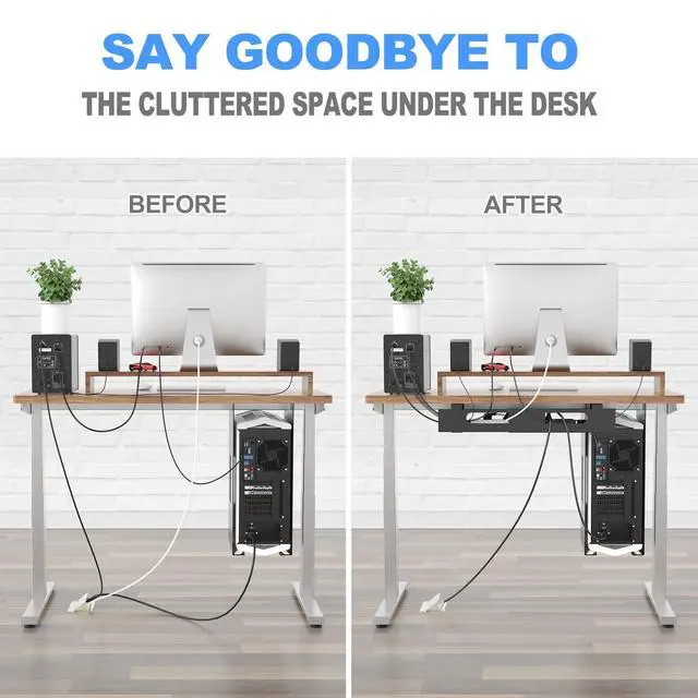 Alt view image 7 of 7 - 2PACKS Cable Management Under Desk Tray Adjustable Large Under Table Cord Wire Organizer for Standing Desk