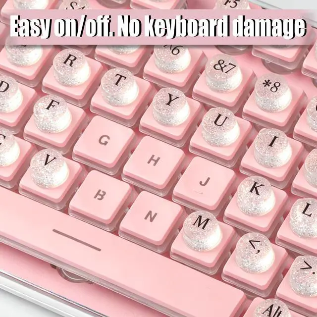 Alt view image 5 of 7 - 128Pcs Raised Keyboard Stickers for Long Nails, Bling Keyboard Bubbles with Letters, Self-Adhesive Nail Art Typing Keycaps for Desktop Laptop PC Wired Wireless Keyboard (Clear)