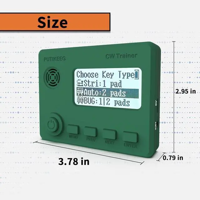 Alt view image 4 of 6 - Mini CW Trainer Morse Code Trainer with Display, Moore Simo Wales Code Shortwave Radio Telegraph Key Car Key Learning CW Radio for Telegraph Practice with Charging Cable(Green)