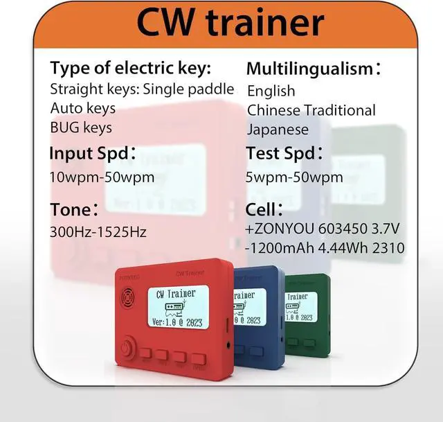 Alt view image 5 of 6 - Mini CW Trainer Morse Code Trainer with Display, Moore Simo Wales Code Shortwave Radio Telegraph Key Car Key Learning CW Radio for Telegraph Practice with Charging Cable(Green)