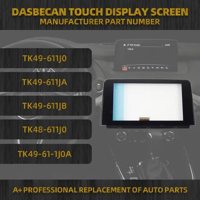 Alt view image 4 of 7 - 8" Touch Screen Digitizer Compatible with Mazda CX-9 2016-2018 | 8 inch Touchscreen Glass Navigation Radio, Replaces# TK48-611J0,TK49-611JA,TK49-61-1J0a,TK49-611J0-B