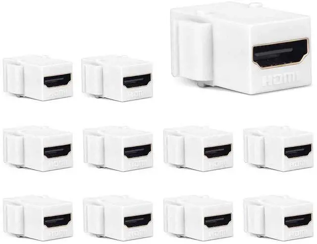 Main image of HDMI Keystone Jack, 10 Pack HDMI Coupler Adapter, White | Keystone Insert, Female to Female, Coupler Adapter for Video Transfer
