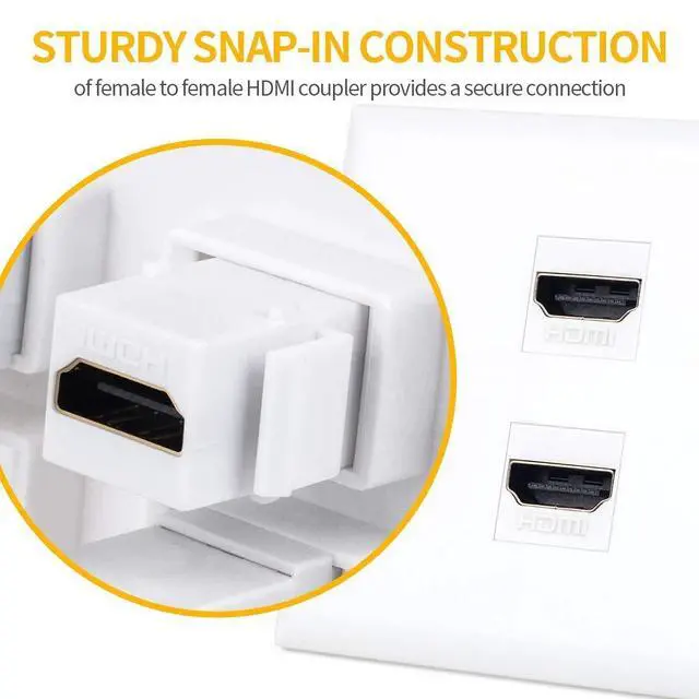Alt view image 3 of 6 - HDMI Keystone Jack, 10 Pack HDMI Coupler Adapter, White | Keystone Insert, Female to Female, Coupler Adapter for Video Transfer