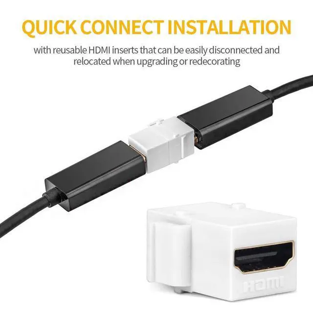 Alt view image 4 of 6 - HDMI Keystone Jack, 10 Pack HDMI Coupler Adapter, White | Keystone Insert, Female to Female, Coupler Adapter for Video Transfer