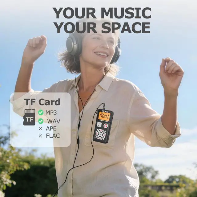 Alt view image 5 of 7 - J-988 Pocket AM FM Radio Portable Personal Mini Radio with Earphone | with Digital Tuning LCD Display and Back Clip, Rechargeable Pocket Radio SD Card Player for Walking, Jogging