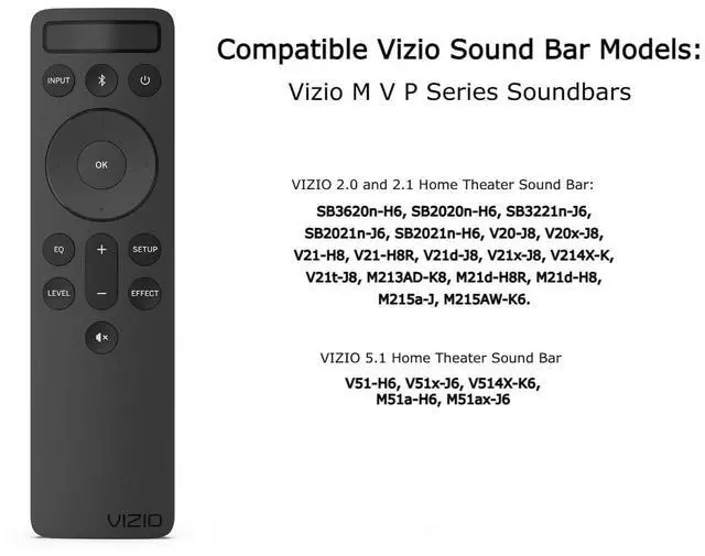 Alt view image 3 of 7 - Vizio OEM Replacement Bluetooth Backlit Display Sound Bar Remote Controller for 2.1 5.1 Home Theater, Channel Soundbar System and M V P Series Home Audio System
