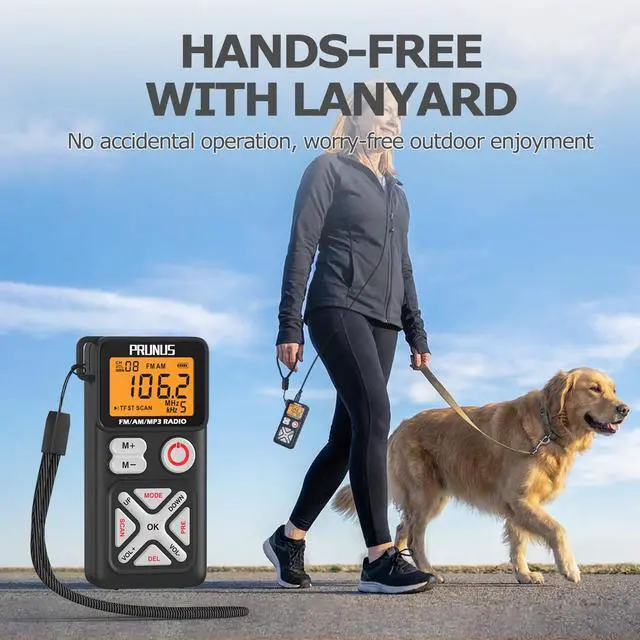 Alt view image 7 of 7 - J-988 Pocket AM FM Radio Portable Personal Mini Radio with Earphone | with Digital Tuning LCD Display and Back Clip, Rechargeable Pocket Radio SD Card Player for Walking, Jogging