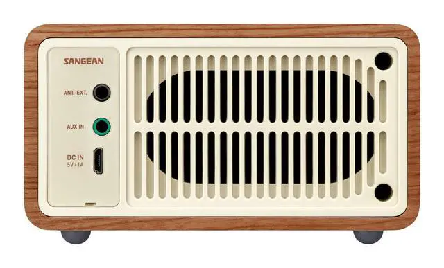 Alt view image 3 of 6 - WR-7WL Wood Cabinet Mini Bluetooth Speaker with FM Tuner and Aux-in Walnut/Wood