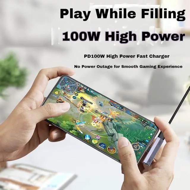 Alt view image 7 of 7 - 2 Pack USB C to 3.5mm Audio Adapter 2-in-1 HiFi DAC 100W PD Fast Charging Headphone Jack Widely Compatible for iPhone 15/15 Pro, iPad Pro, Samsung Galaxy, Gaming, Car Aux Gray