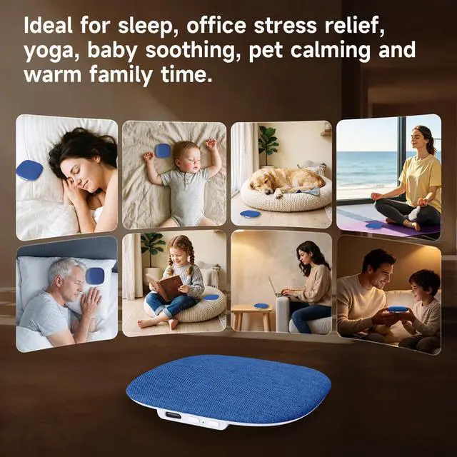 Alt view image 7 of 7 - Under Pillow Sleep Speaker, Ultra-Thin Flat Bluetooth Pillow Speaker | 100 White & Pink Noise Sound Machine, 11H, BT6.0 Wireless Private Sleep Aid No Disturb Partner for Side Sleepers, Adults blue