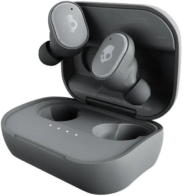 Main image of Grind Wireless Earbuds, Bluetooth Headphones, Up to 40 Hours Battery, Noise Isolating Fit, Microphone for iPhone Android, Customizable via Skull-iQ App - Chill Grey