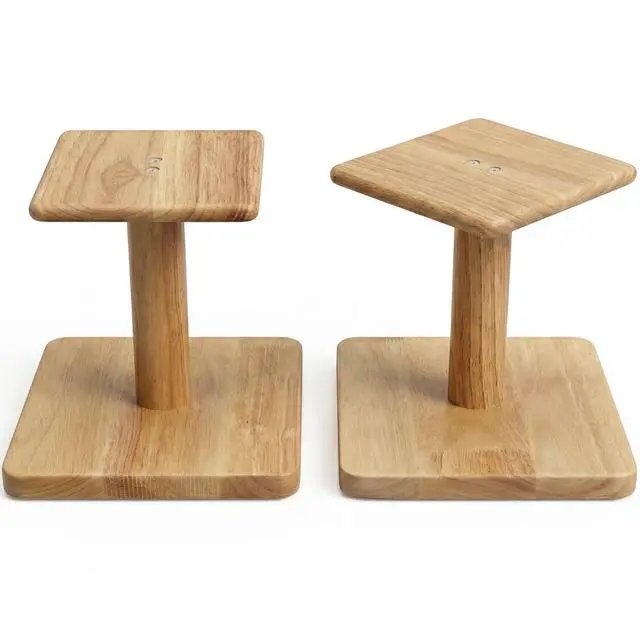 Main image of Desktop Speaker Stands Made of Pure Solid Wood, Natural Style, 360° Rotatable Top Plate, Suitable for Medium/Large Tabletop Speakers and Studio Monitors (Natural Oak_DSS7(7 inch))