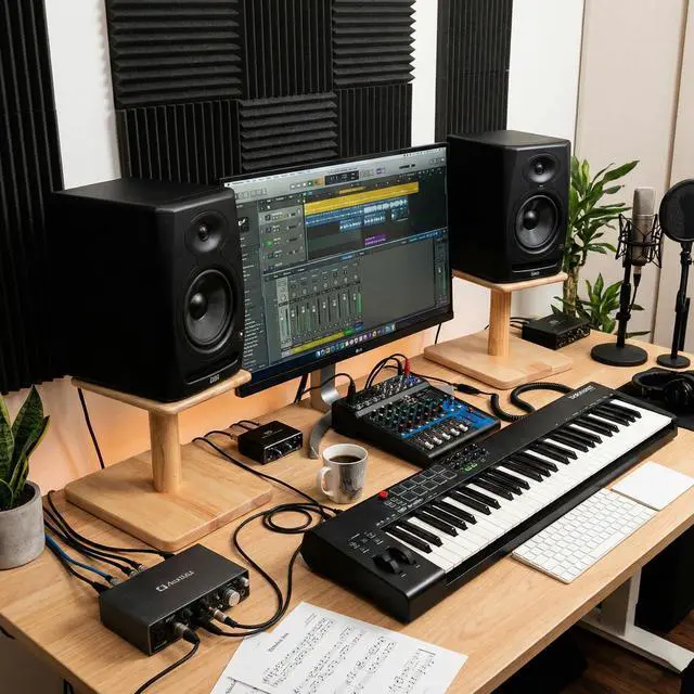 Alt view image 7 of 7 - Desktop Speaker Stands Made of Pure Solid Wood, Natural Style, 360° Rotatable Top Plate, Suitable for Medium/Large Tabletop Speakers and Studio Monitors (Natural Oak_DSS7(7 inch))