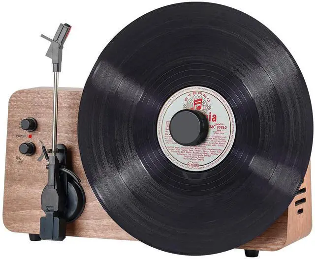 Main image of Elegant Vintage Bluetooth Record Player with Built-in Speakers, 3-Speed Turntable, Classic Wood Vinyl Player for Living Room, Bedroom, Home Décor and Gift Giving
