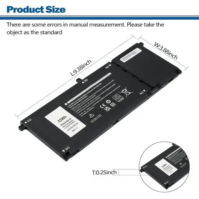 Alt view image 3 of 7 - 15V H5CKD Battery for Dell Inspiron 7506 7405 7306 7300 7500 | Battery Replacement for 5406 5400 5502 5501 5402 5401 5505 5300 5301 5508 5509 Latitude 3410 3510 Vostro p102f p126g 7T8CD