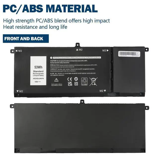 Alt view image 5 of 7 - 15V H5CKD Battery for Dell Inspiron 7506 7405 7306 7300 7500 | Battery Replacement for 5406 5400 5502 5501 5402 5401 5505 5300 5301 5508 5509 Latitude 3410 3510 Vostro p102f p126g 7T8CD