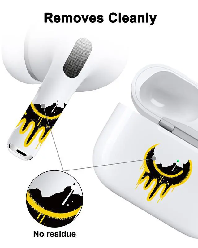 Alt view image 7 of 7 - for AirPods Sticker Skin Set, Earbud + Charging Case Wrap Decals, Applicator Included + Spare, Fits AirPods 1/2/3/4 & Pro/Pro 2/Pro 3 Dripping Skull