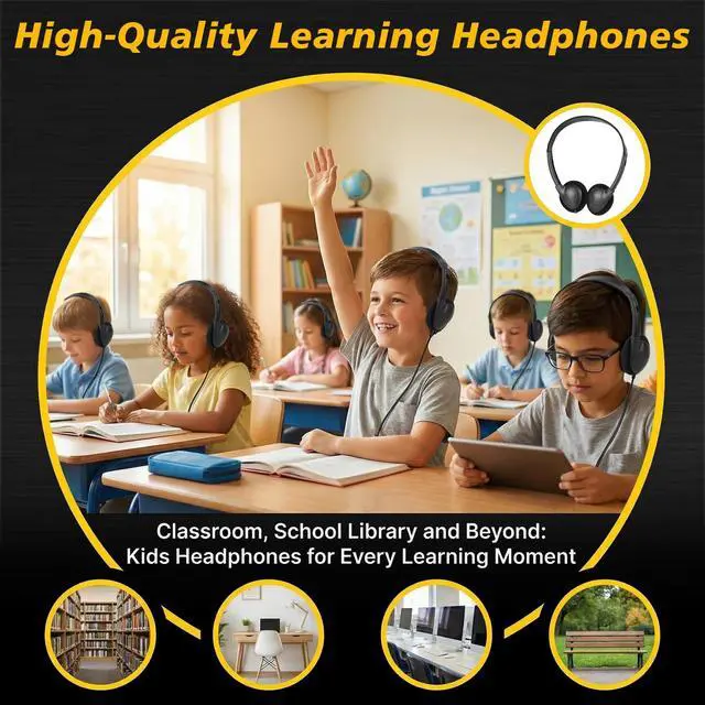 Alt view image 2 of 7 - 20 Pack Bulk Headphones for Classroom USB Type C, Wired USB C | Headphones for Kids School Student Children Compatible with Pad Smartphones Chromebook Laptop PC (Black)
