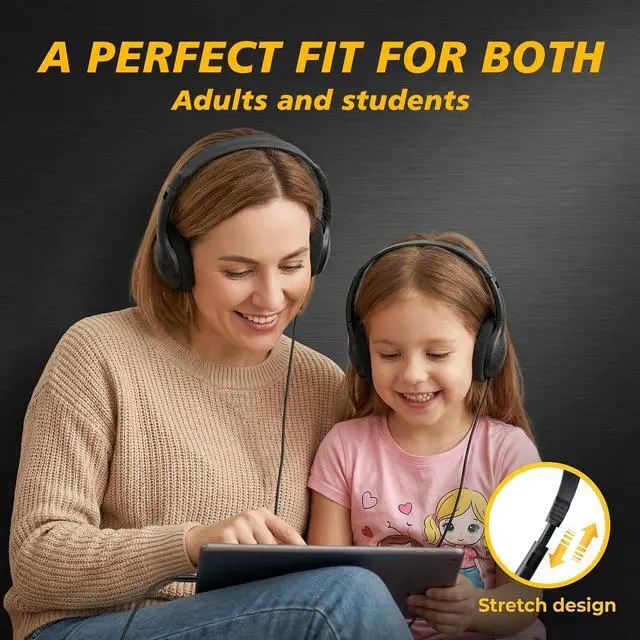 Alt view image 6 of 7 - 20 Pack Bulk Headphones for Classroom USB Type C, Wired USB C | Headphones for Kids School Student Children Compatible with Pad Smartphones Chromebook Laptop PC (Black)