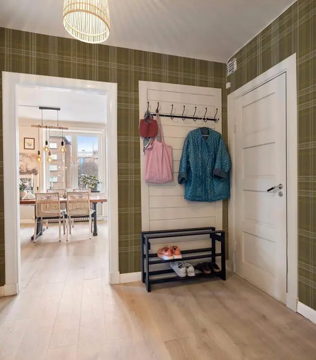 Alt view image 5 of 6 - Peel and Stick Wallpaper Check Plaid Olive Green - Classic Self Adhesive Waterproof Vinyl Wallpaper for Modern Farmhouse Decor for Entryway Hallway Bedroom Accent Walls 17.3" X 118.11"