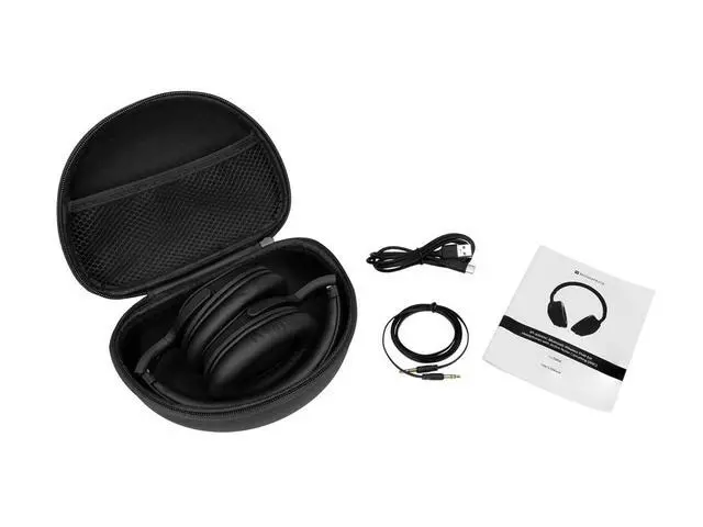 Alt view image 5 of 6 - Wireless Over Ear Headphones - Active Noise Cancelling (ANC) Bluetooth 5.0, Extended Playtime, Qualcomm aptX Audio, 40mm Drivers, Black