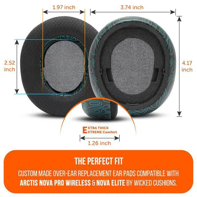 Alt view image 5 of 7 - Mod Kit Nova Pro Wireless & Nova Elite RandomFrankP Edition - Cooling Gel Earpads, Silicone Headband, & Magnetic Plates for SteelSeries Arctis Nova Pro Wireless & Nova Elite by Wicked Cushions