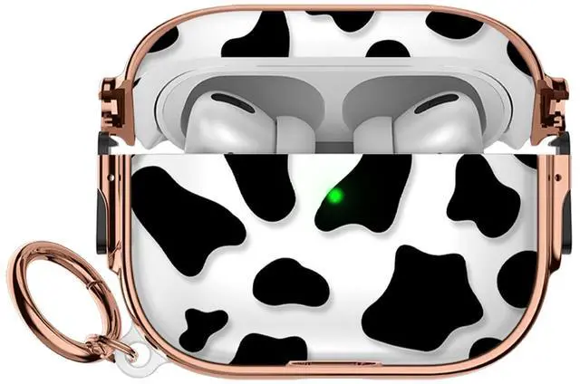Main image of for Apple Airpods Pro 3 case(2025) with Safety Lock,Compatible Airpods Pro 3rd Generation case Cover,for Cute AirPods Pro Case for Women Girly with Keychain-Black Cow