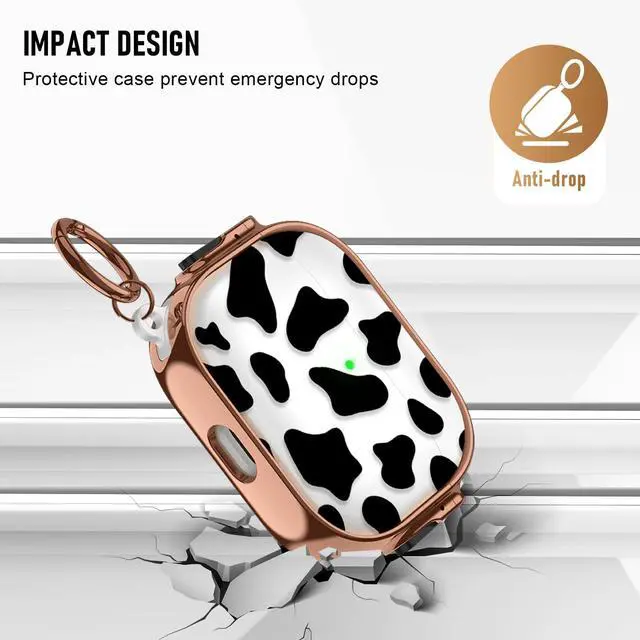 Alt view image 5 of 7 - for Apple Airpods Pro 3 case(2025) with Safety Lock,Compatible Airpods Pro 3rd Generation case Cover,for Cute AirPods Pro Case for Women Girly with Keychain-Black Cow