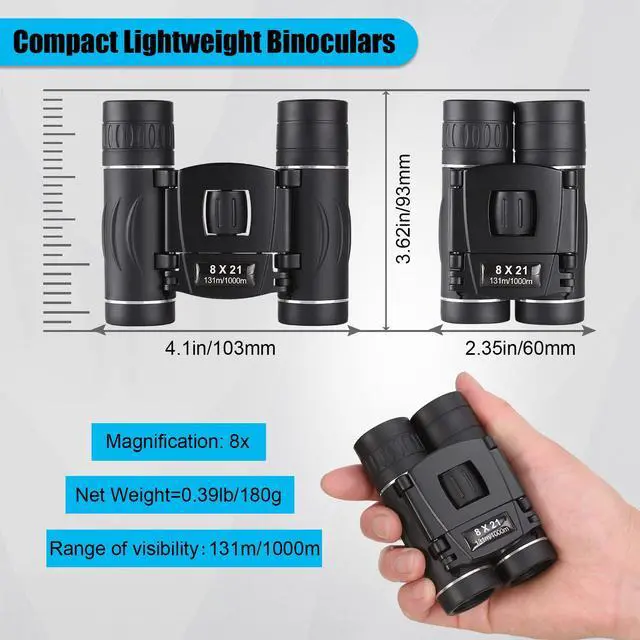 Alt view image 2 of 7 - 8x21 Mini Compact Pocket Binoculars, Lightweight Foldable Easy Focus Small Binoculars for Adults Kids Bird Watching,Opera Concert, Travel, Hiking, Outdoor Scenery, Football Game