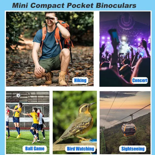 Alt view image 7 of 7 - 8x21 Mini Compact Pocket Binoculars, Lightweight Foldable Easy Focus Small Binoculars for Adults Kids Bird Watching,Opera Concert, Travel, Hiking, Outdoor Scenery, Football Game