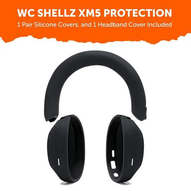 Alt view image 6 of 7 - ShellZ XM5 - Protective Headphone Exterior Shell & Headband Covers for Sony WH1000XM5 Made by Wicked Cushions | Made with Premium Silicone | Black